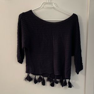 L’Agence off shoulder knit crop top - Navy